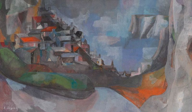 Expressives Stadtpanorama