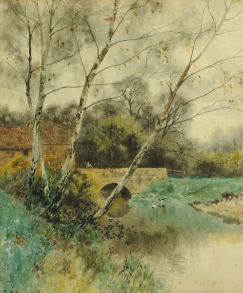 figure on bridge over river