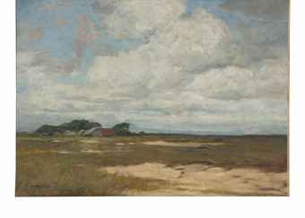 Landscape with barn in the distance