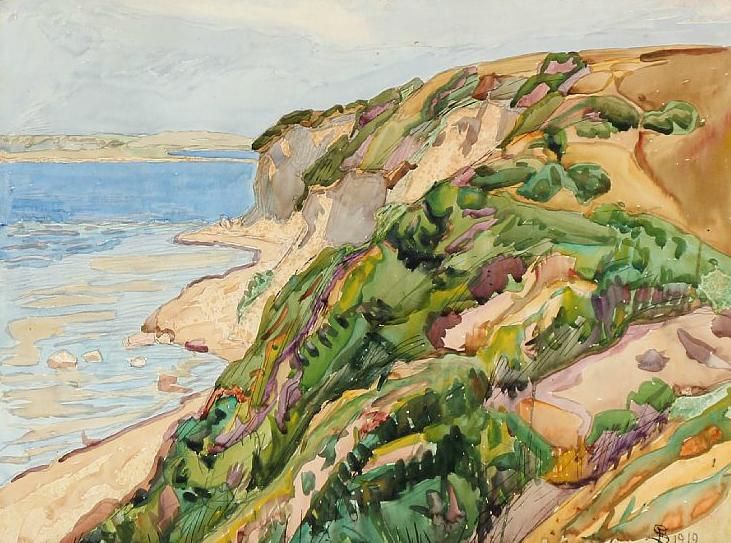 Danish coastal scape with high cliffs