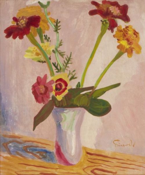 Stilleben med blommor i vas