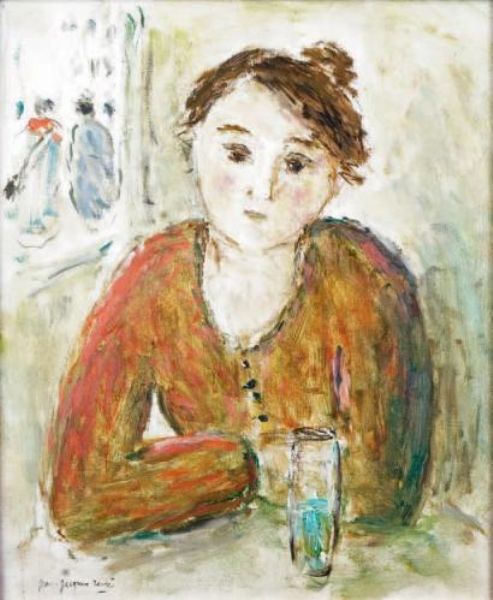 JEUNE FEMME AU CAFÉ