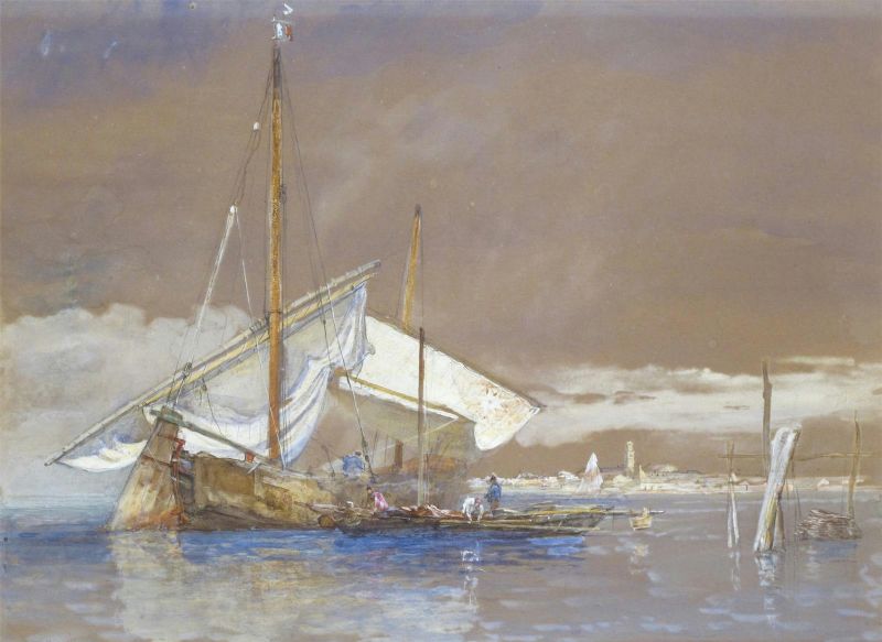 Ships at anchor with Venice beyond