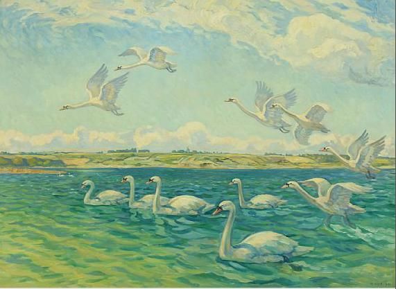 Inlet with swans