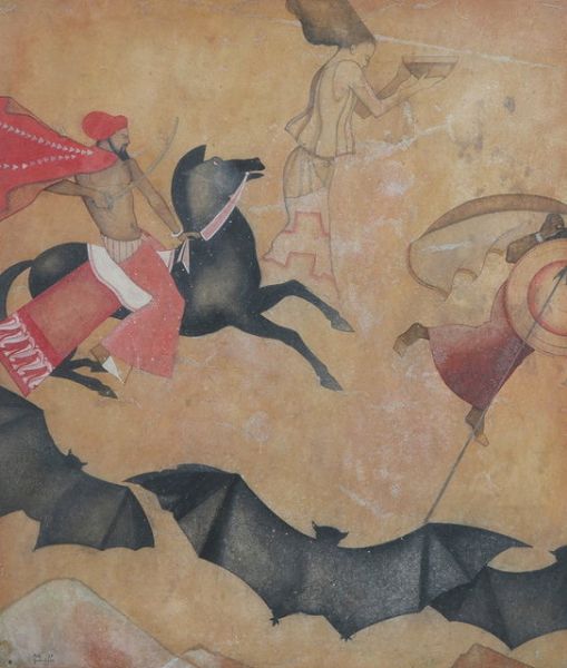 Persian horseman and bats