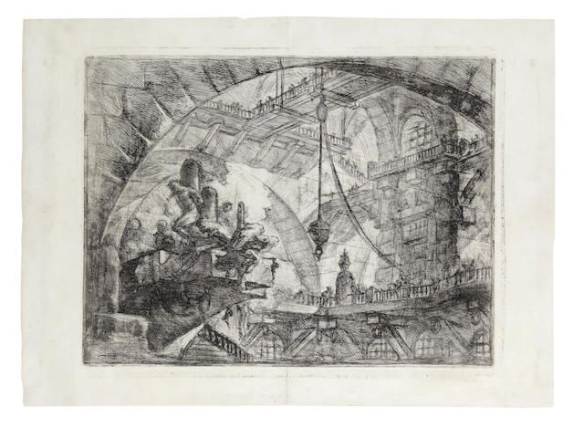 Prisoners on a projecting platform, from Carceri d'Invenzione